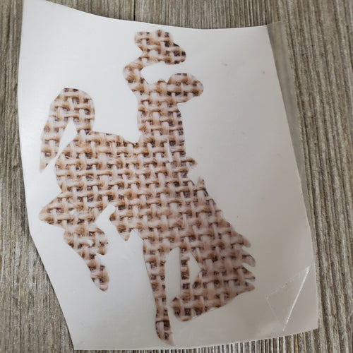 Burlap Natural Waterproof Bucking Horse sticker - My Wyo Designs