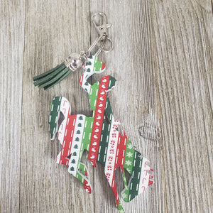 Christmas Serape' Stripe ~Bucking Horse & Rider®️ Keychain - My Wyo Designs