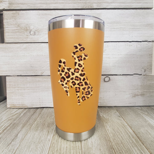 Cider Bucking Horse & Rider®️ Tumbler ~ Cheetah Print - My Wyo Designs