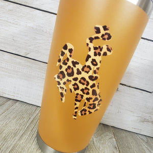 Cider Bucking Horse & Rider®️ Tumbler ~ Cheetah Print - My Wyo Designs
