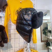 Black Puffer Faux Fur Trapper Cap - My Wyo Designs