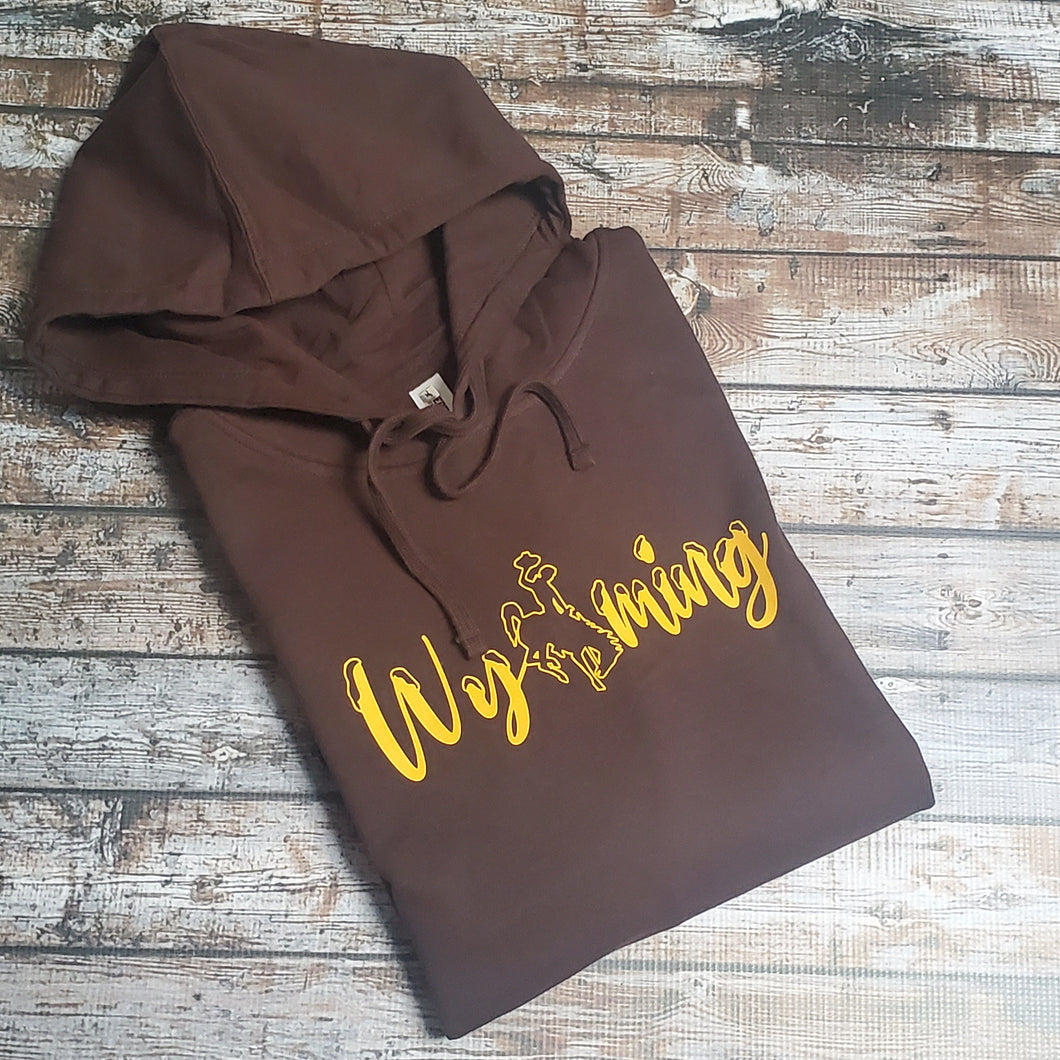 Snowy Wyoming Brown & Gold Hoodie - My Wyo Designs