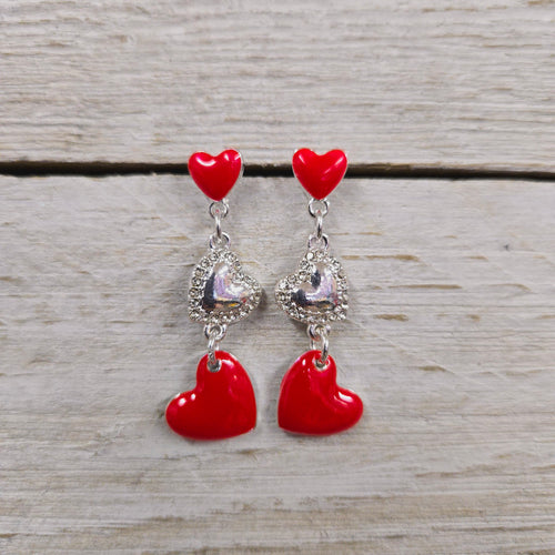 Dangle Red Heart Earrings - My Wyo Designs