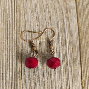 Brick Red Cut Glass Dangle Earring - My Wyo Designs