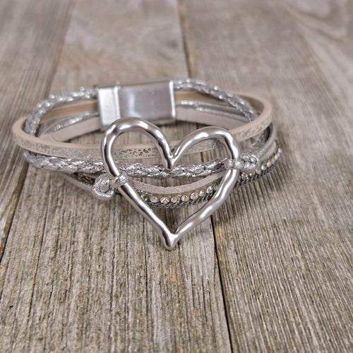 Silver ~Hammered Heart~ Magnetic Bracelet - My Wyo Designs
