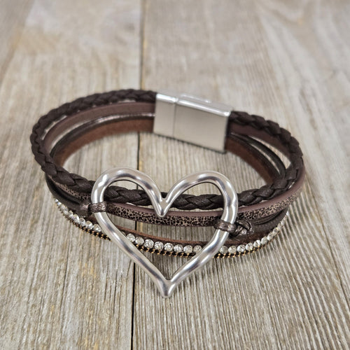 Brown ~Hammered Heart~ Magnetic Bracelet - My Wyo Designs