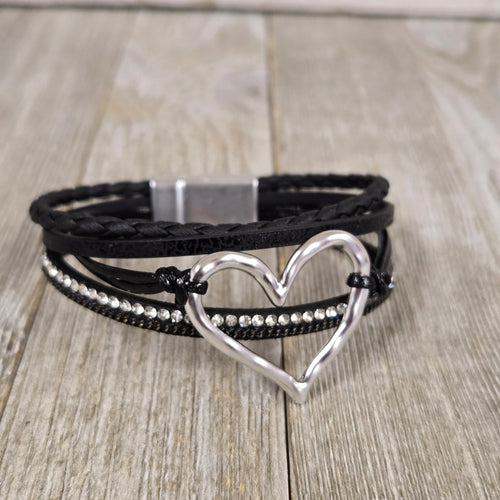 Black ~Hammered Heart~ Magnetic Bracelet - My Wyo Designs