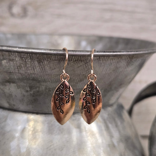Small Rose Gold ~Hanging Vine~ Earrings - My Wyo Designs