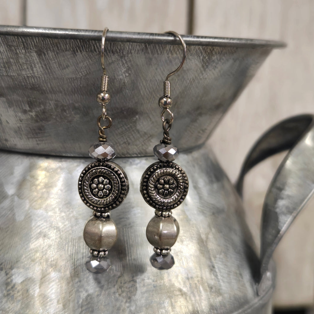 Bali Silvertone Disc Drop Earring - My Wyo Designs