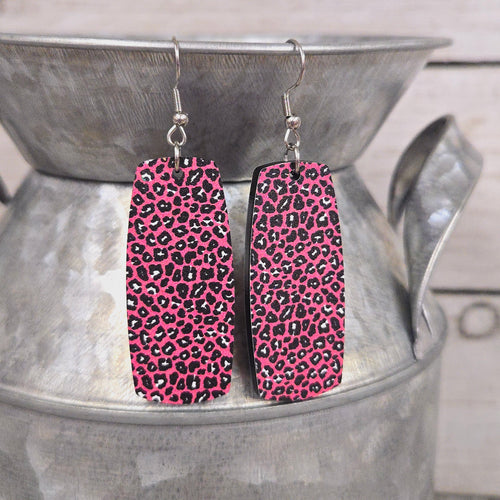 Cheetah Pink Bar ~ Acrylic Earrings - My Wyo Designs