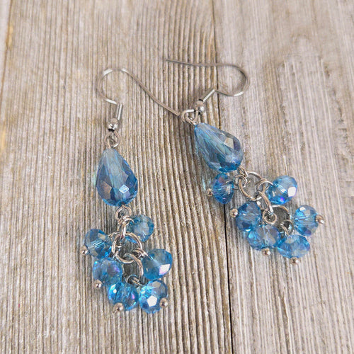 Light Blue Cluster Crystal Drop Earring - My Wyo Designs