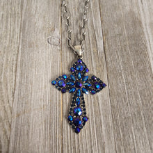 Blue Helio Crystal Cross Necklaces - My Wyo Designs