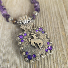 Bucking Horse & Rider Necklace~ Amethyst Purple - My Wyo Designs