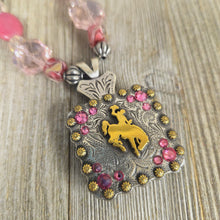 Bucking Horse & Rider Necklace~ Rose Quartz - My Wyo Designs