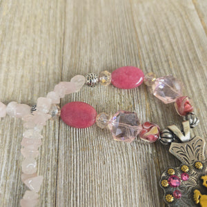 Bucking Horse & Rider Necklace~ Rose Quartz - My Wyo Designs