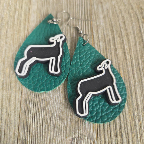 Show Lamb  ~Kelly Green 4H~ Leather Earrings - My Wyo Designs
