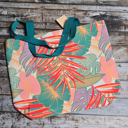 Hawaiian Print Lake Tote ~ Coral & Orange - My Wyo Designs