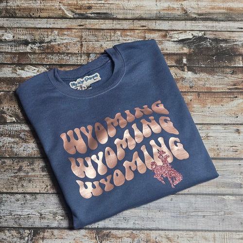 Wavy Wyoming ~Rose Gold~ Gildan Sweatshirt - My Wyo Designs