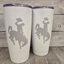 White Pearl SWIG~ Bucking Horse & Rider®️ Tumbler ~ Cement - My Wyo Designs