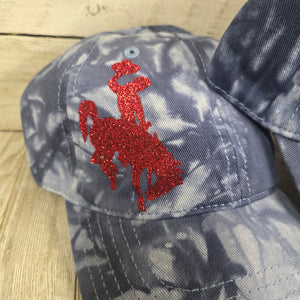 Denim Blue & Red Glitter Ball Cap Bucking Horse & Rider®️ - My Wyo Designs