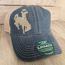 Washed Teal & Champagne Glitter Ball Cap Bucking Horse & Rider®️ - My Wyo Designs