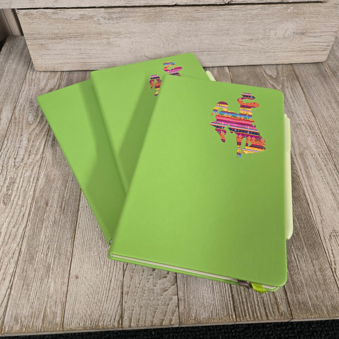 Big Bucking Horse Note Pad w/pen ~ Lime Bright Serape' - My Wyo Designs