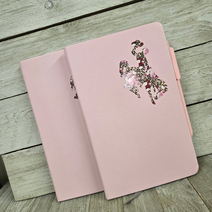 Big Bucking Horse Note Pad w/pen ~ Pink Rose Cheetah