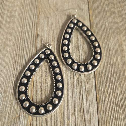 Silver Dot Teardrop Earrings