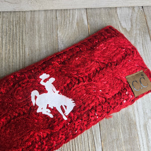 CC Lined Headwrap Bucking Horse & Rider®️ Red & White