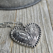 Tooled Silver Heart Necklace