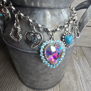 Western Tooled Heart Charm necklace