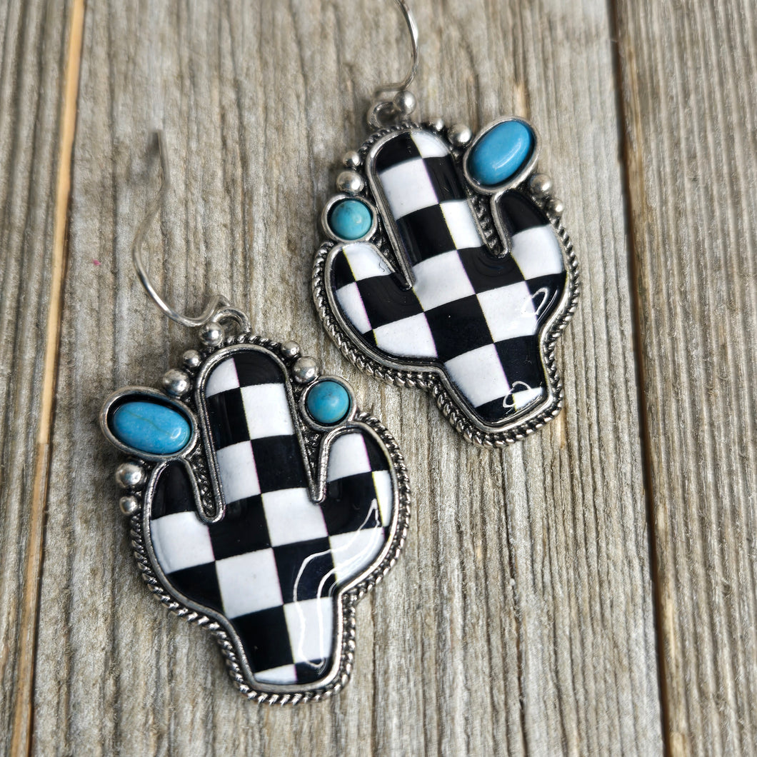 Checkerboard Cactus~ Earrings