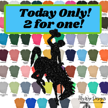 Load image into Gallery viewer, 2 for ONE! Bella Glitter Bucking Horse Tees - My Wyo Designs