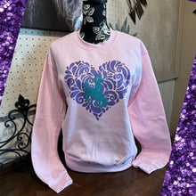 Scrolled Heart & Steamboat~ Light Pink Gildan Sweatshirt