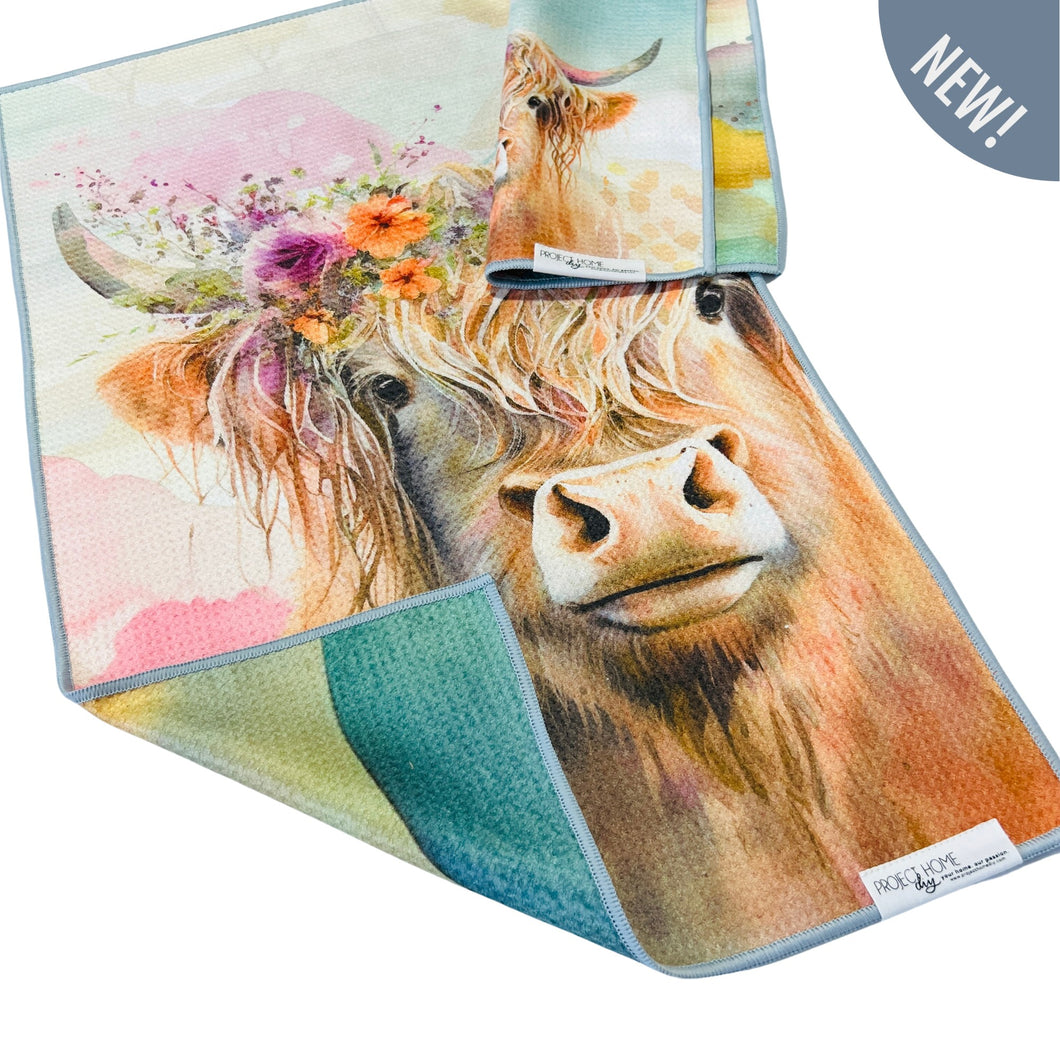 Happy Highlander Waffle Microfiber dish towel