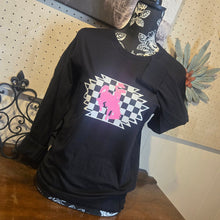 Aztec & Checkerboard Black Bella Long Sleeve Tee - My Wyo Designs