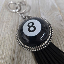 Eight Ball Leather Fringe Keychain/handbag tassel