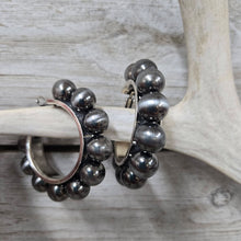 Navajo Inspired Silver Pearl Hoops ~ Medium