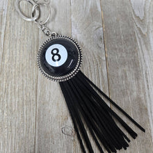 Eight Ball Leather Fringe Keychain/handbag tassel