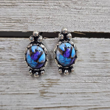 Cotton Candy Blue Oval Bead Ball trim Earrings