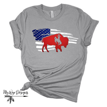 Buckin' Under Old Glory ~ Bella Athletic Grey Tee