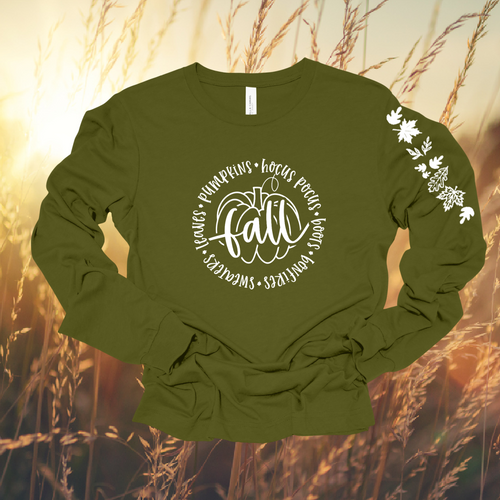 Fall Fun ~ Olive Bella Long Sleeve Tee (pre-order) - My Wyo Designs