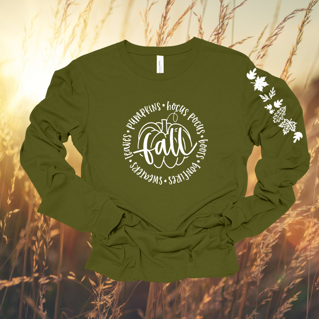 Fall Fun ~ Olive Bella Long Sleeve Tee (pre-order) - My Wyo Designs