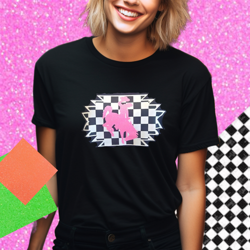 Aztec & Checkerboard Bella Tee - My Wyo Designs
