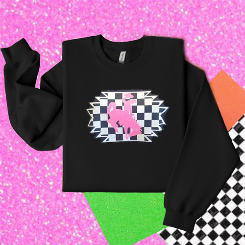 Aztec & Checkerboard Black Gildan Sweatshirt - My Wyo Designs