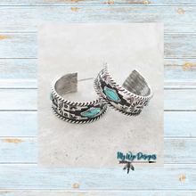 Aztec Silve & Turquoise Hoop Earrings - My Wyo Designs