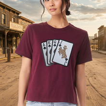 Wild Checkered Cards ~ Bella Maroon Boxy tee - My Wyo Designs