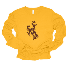 Bucking horse, Bucking horse, Bucking horse ~ Gold Long Sleeved Tee