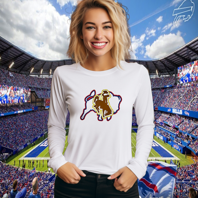 Buffalo & Wyoming ~ White Bella Long Sleeve Tee (pre-order) - My Wyo Designs