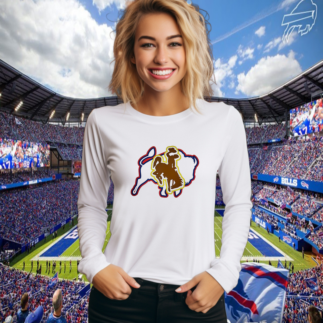 Buffalo & Wyoming ~ White Bella Long Sleeve Tee (pre-order) - My Wyo Designs